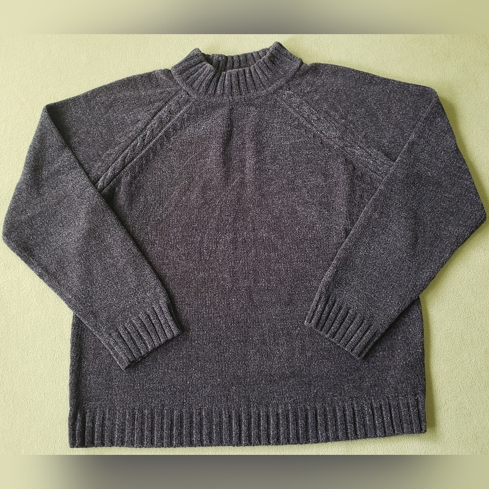 Evan Picone Grey Mock Neck Alpine Chateau Cozy Sweater